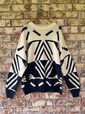 Men’s Vintage Matinique Geometric Knit Sweater Size Large 65% Wool